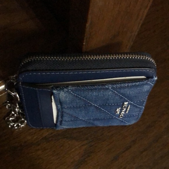 Coach Denim Blue Quilted Card Holder NWT - Picture 3 of 6